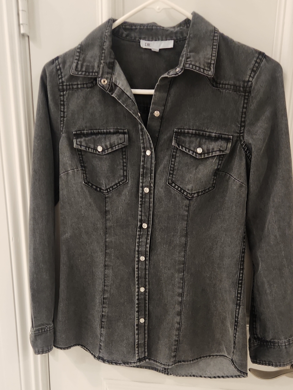 DR Black Washed Denim Button-Down Shirt